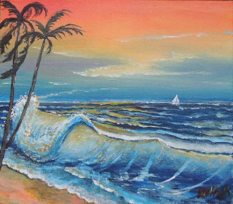 Морской пейзаж красками