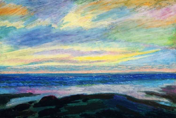 Море масляной пастелью