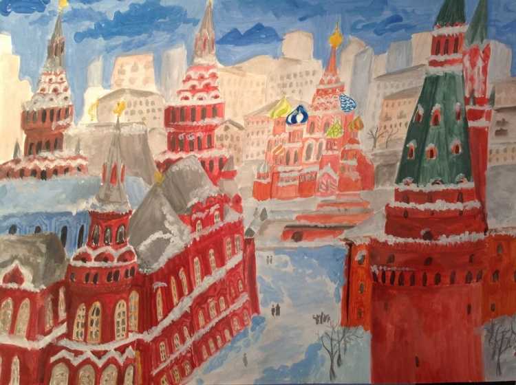 Детские рисунки на тему Москва столица нашей Родины