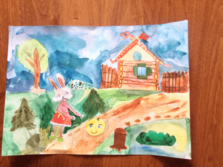 Детские рисунки к сказке Колобок