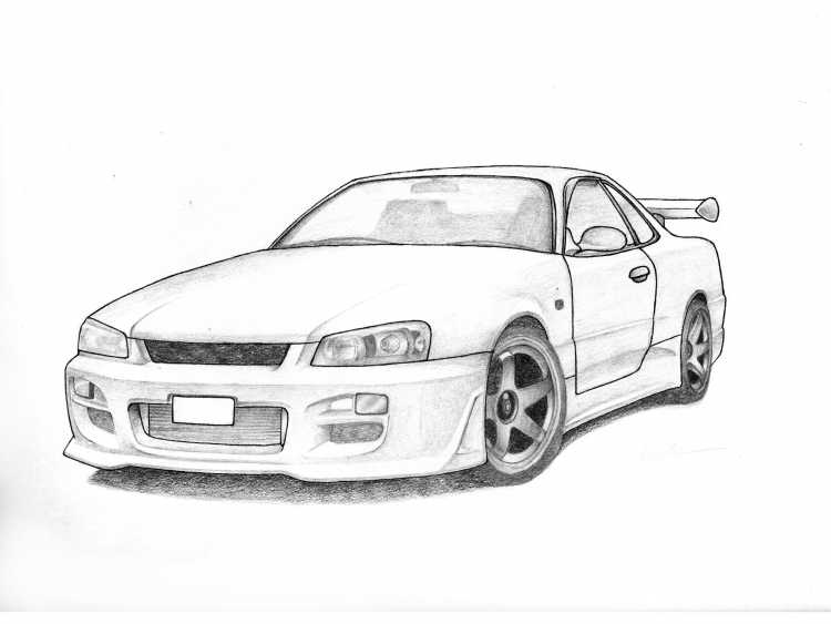 Nissan Skyline GTR r34 раскраска