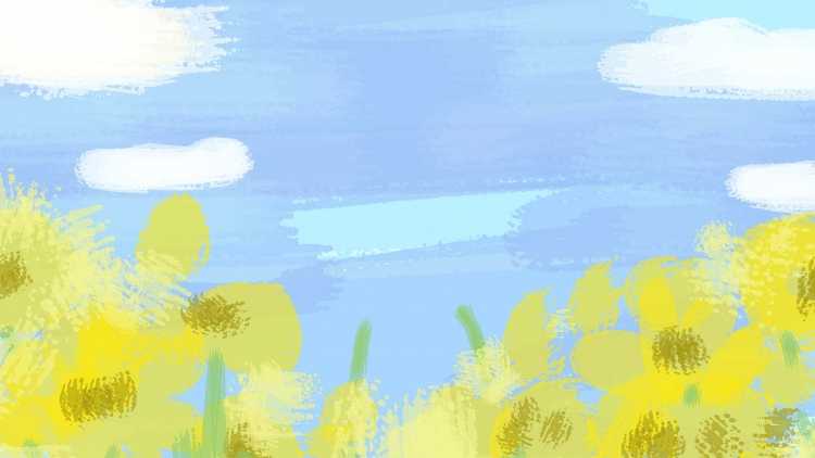 Желто голубой пейзаж