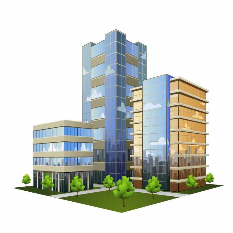 Многоэтажки на белом фоне