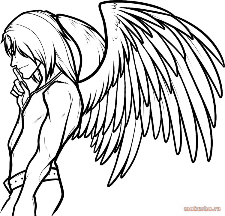 Раскраски аниме девушки с крыльями для детей