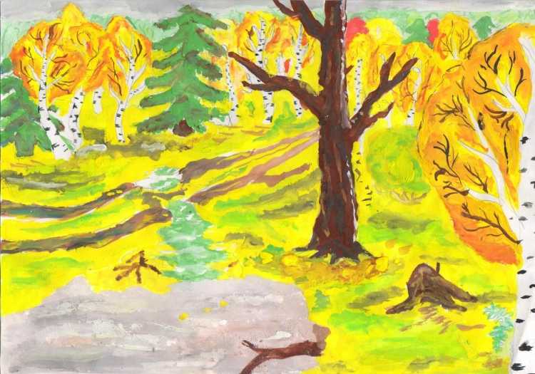 Рисунок осенняя пора очей очарованье