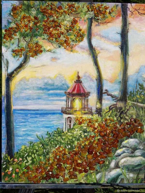 Картины маслом с янтарем