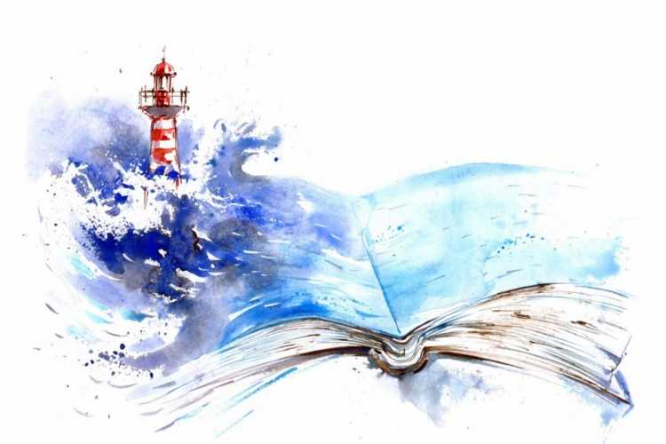 Открытая книга акварель