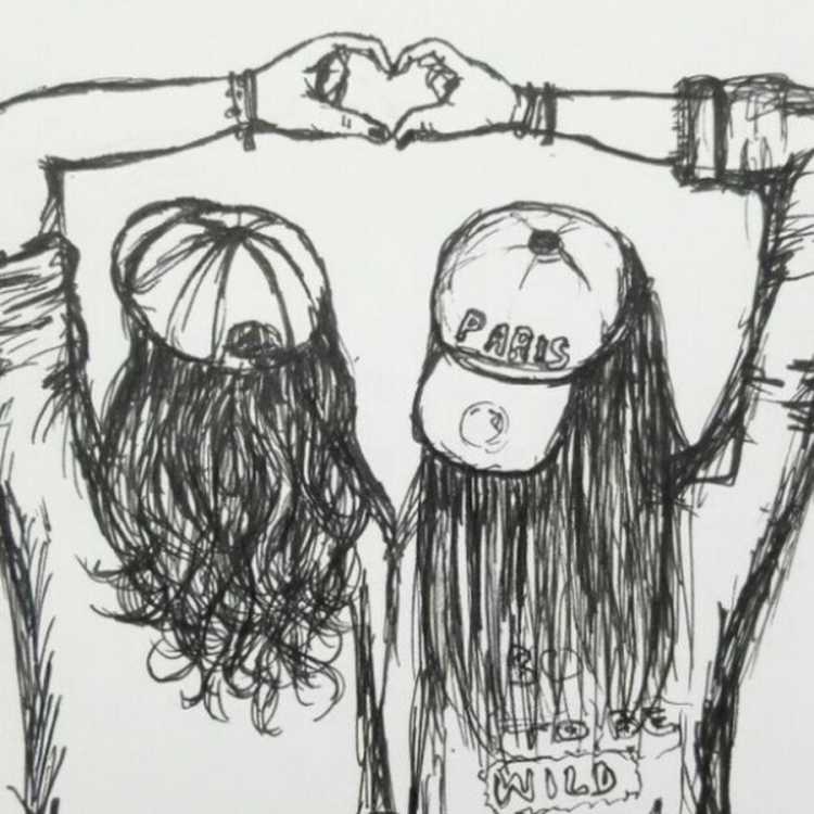 Подруги для срисовки карандашом