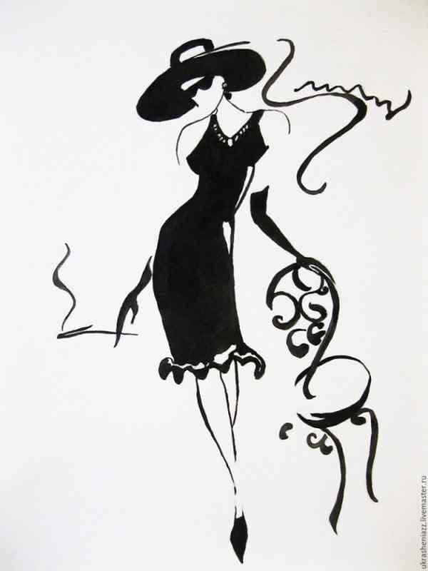 Силуэтные портреты женщин в шляпе
