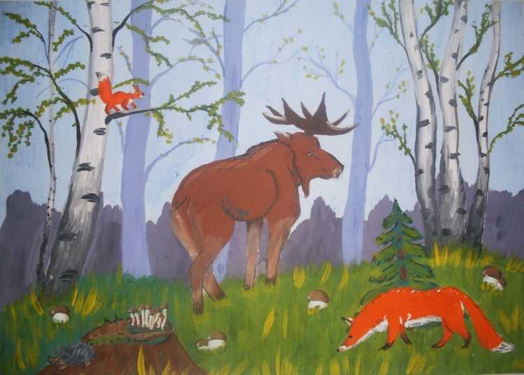 Детские рисунки лес