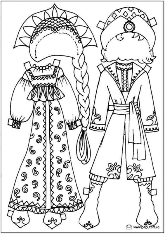 Мужской народный костюм карандашом