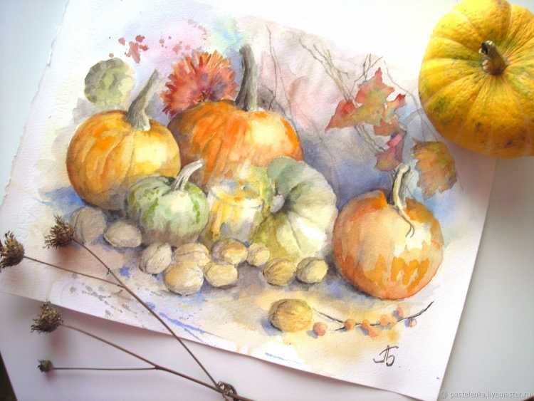 Фрукты в вазе акварелью