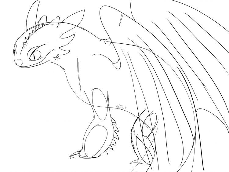 Лайн дракона ночной фурии малыш