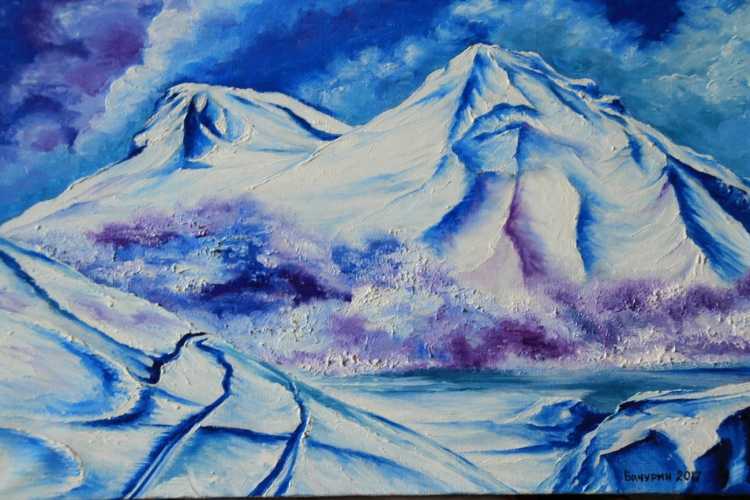 Скетч горы акварелью