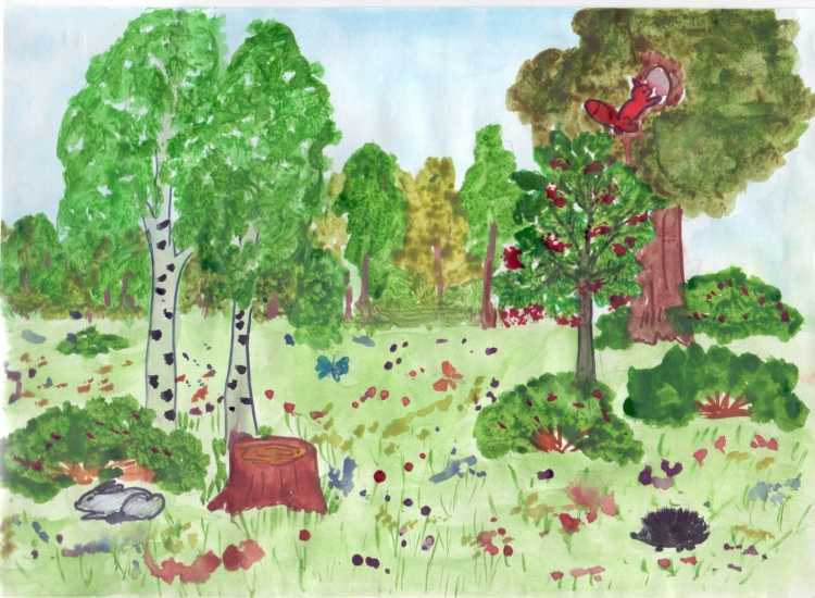 Рисование на тему Лесная Полянка