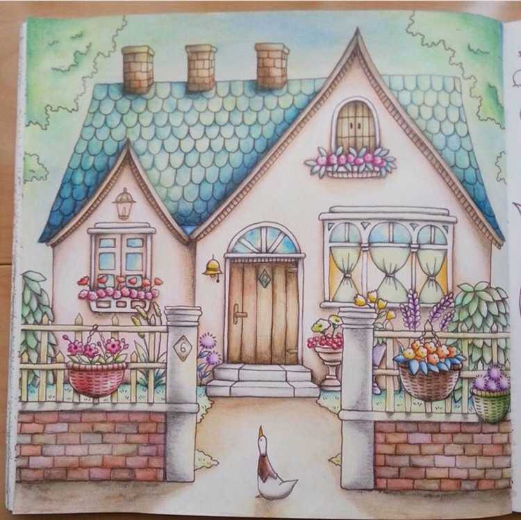 Нарисованный дом карандашом цветной