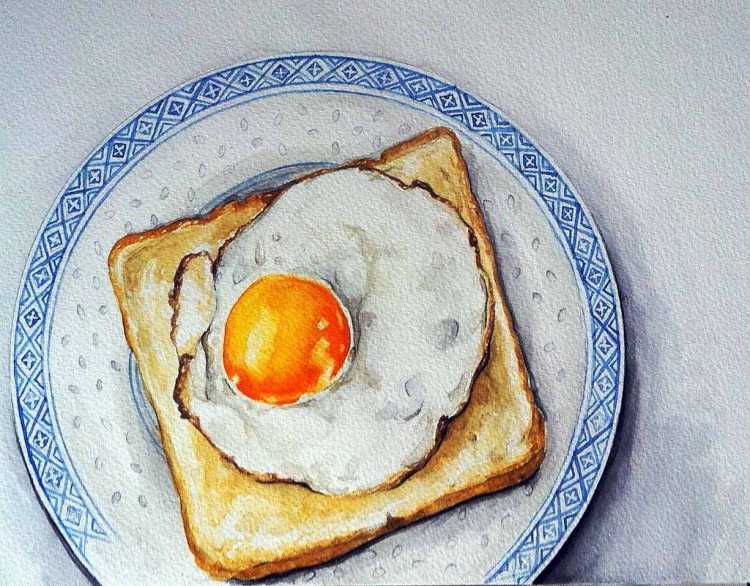 Завтрак акварель
