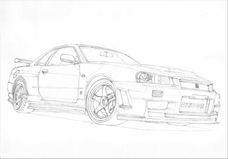 Раскраска Nissan Skyline r34