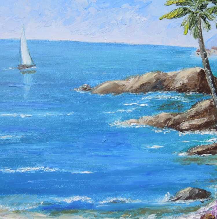 Морской пейзаж гуашью