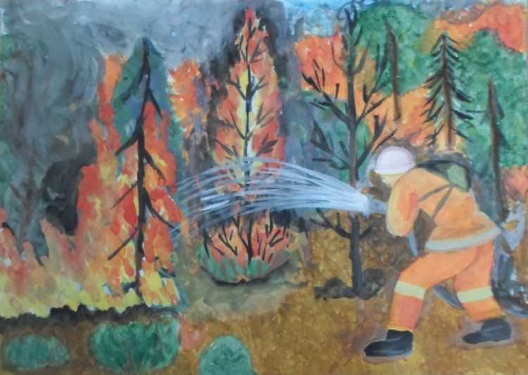 Пожар рисунок для детей