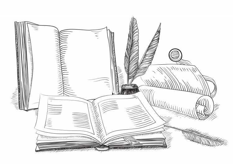 Раскраска книга с пером