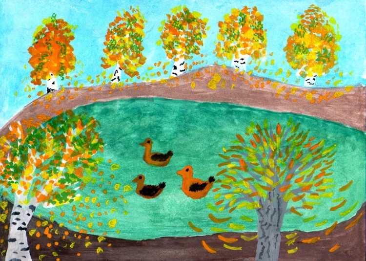 Осенняя пора рисунки детские