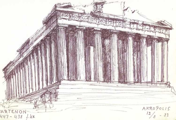 Храм Парфенон в Афинах рисунок