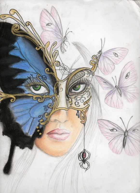 Венецианская маска карандашом