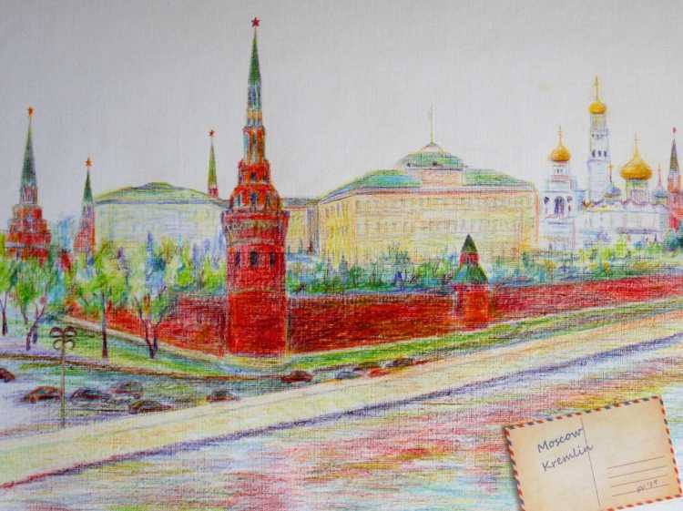 Кремль гуашью