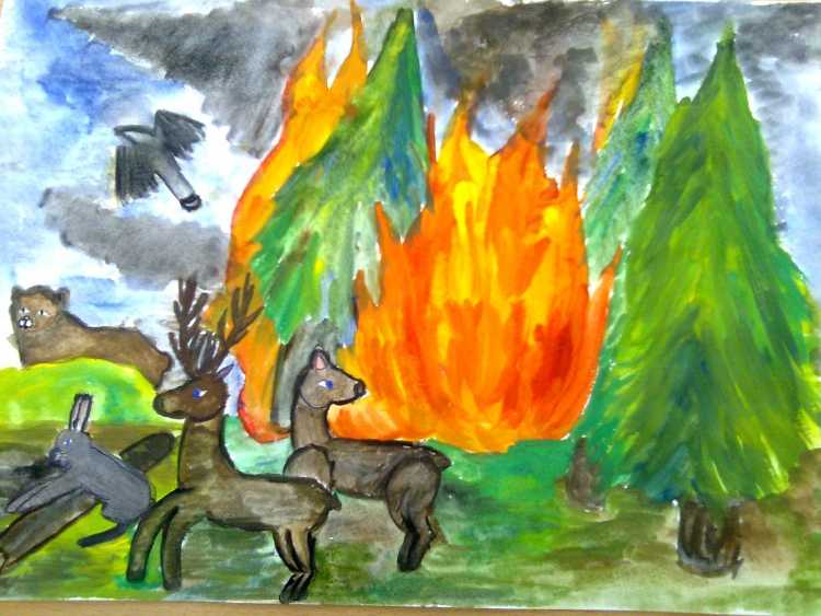 Пожар рисунок