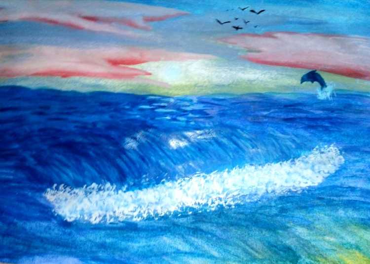 Волны рисунок красками