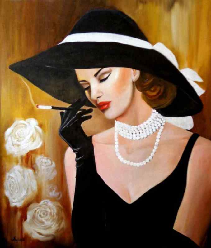 Женщина в красной шляпе картина