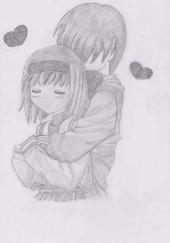 Аниме парочки карандашом