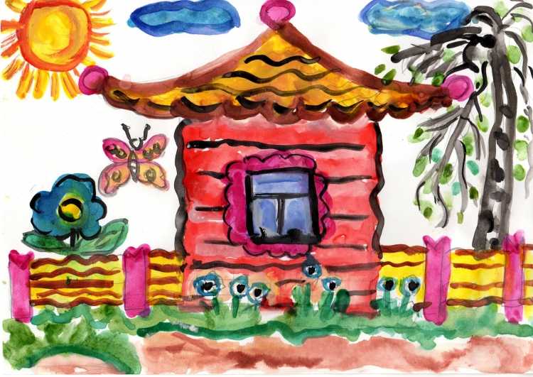 Детский рисунок домик
