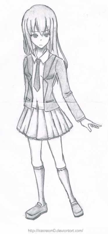 Школьная форма аниме карандашом