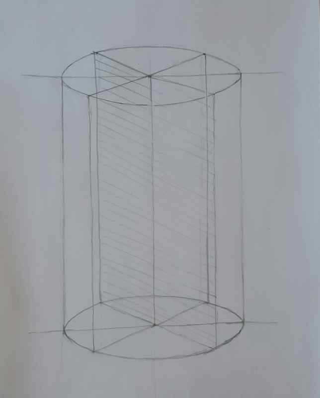 Этапы рисования цилиндра