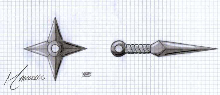 Кунай Наруто чертеж