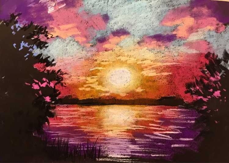 Закат масляной пастелью