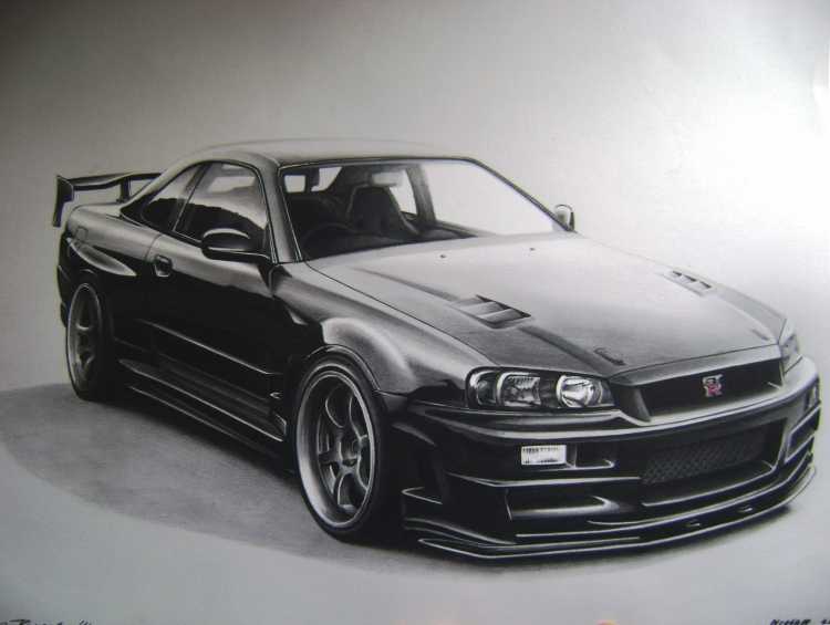 Nissan Skyline GTR r34 карандашом