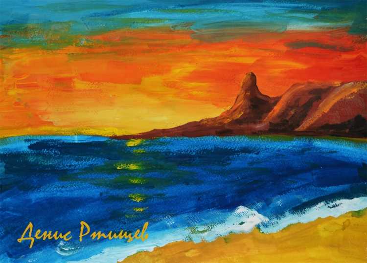 Рисование морской пейзаж