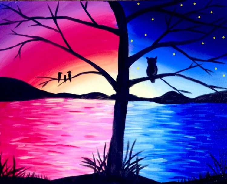 Лёгкие пейзажи красками