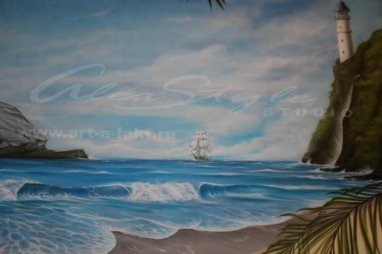 Морской пейзаж на стене