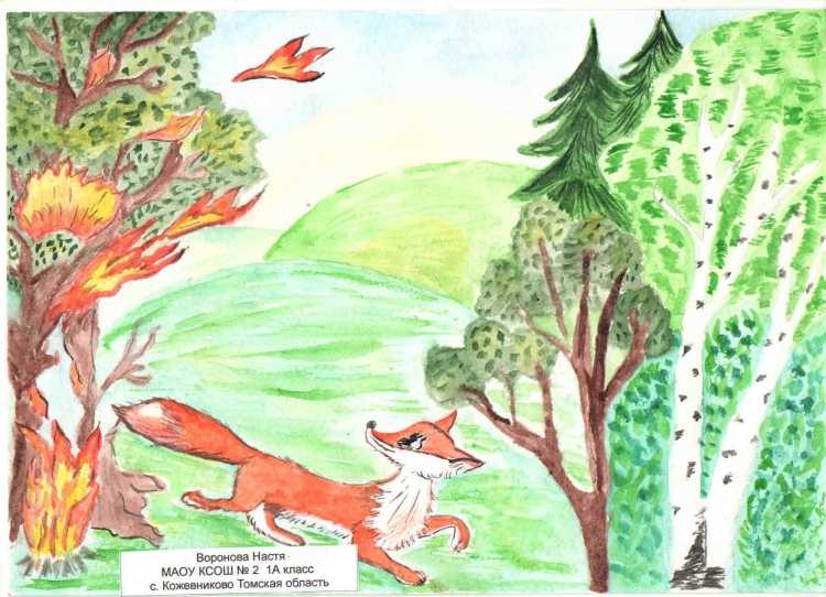 Рисунок на тему лес боится огня