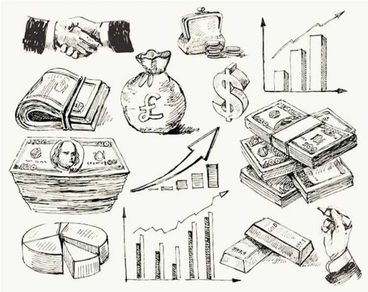 Графика деньги карандашом