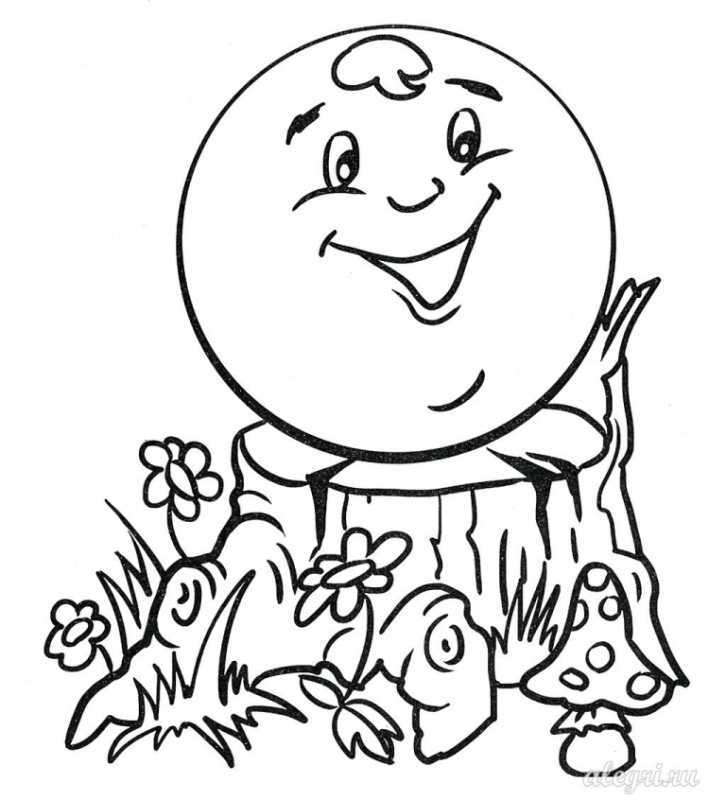 Колобок раскраска для малышей