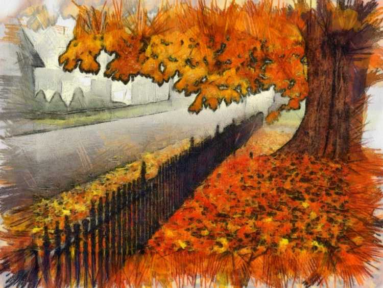 Осень цветными карандашами