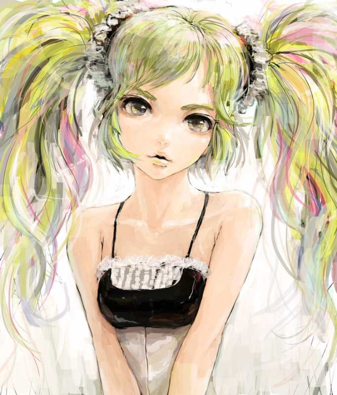 Аниме девушка с разноцветными волосами