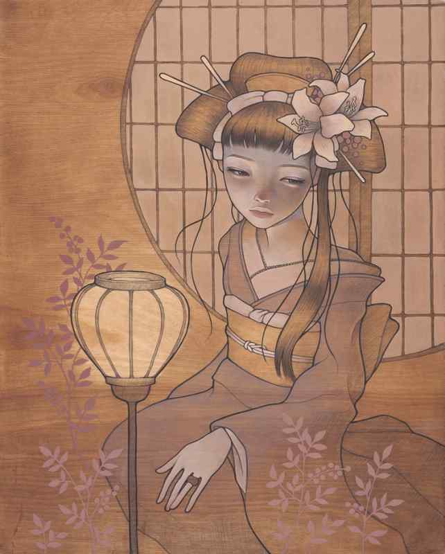 Японская живопись девушки