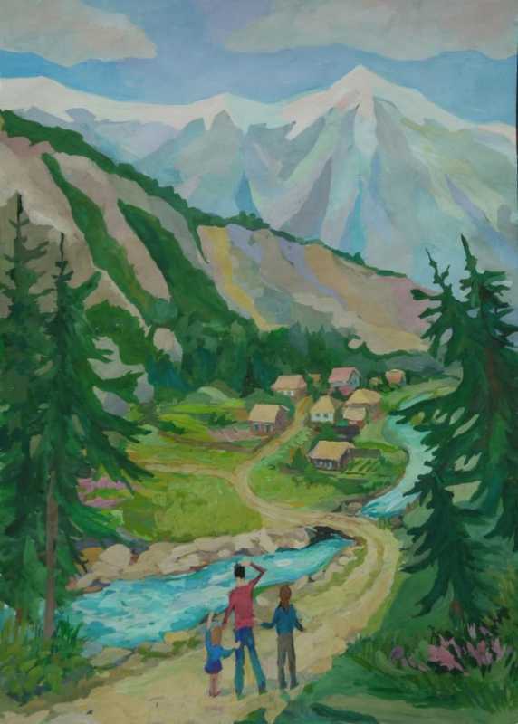 Горный пейзаж для детей