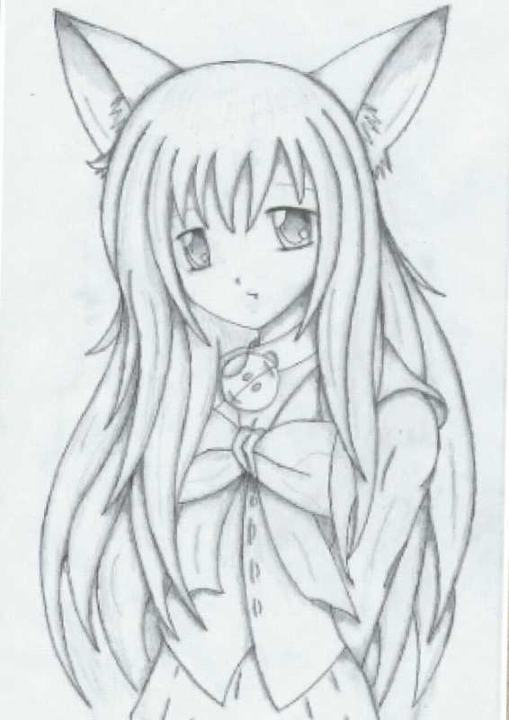 Рисунки для срисовки девочки с ушками